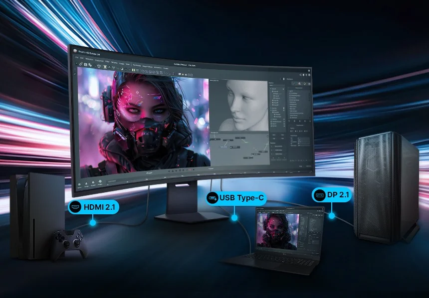 HDMI 2.1 USB Type-C DP 2.1 연결
